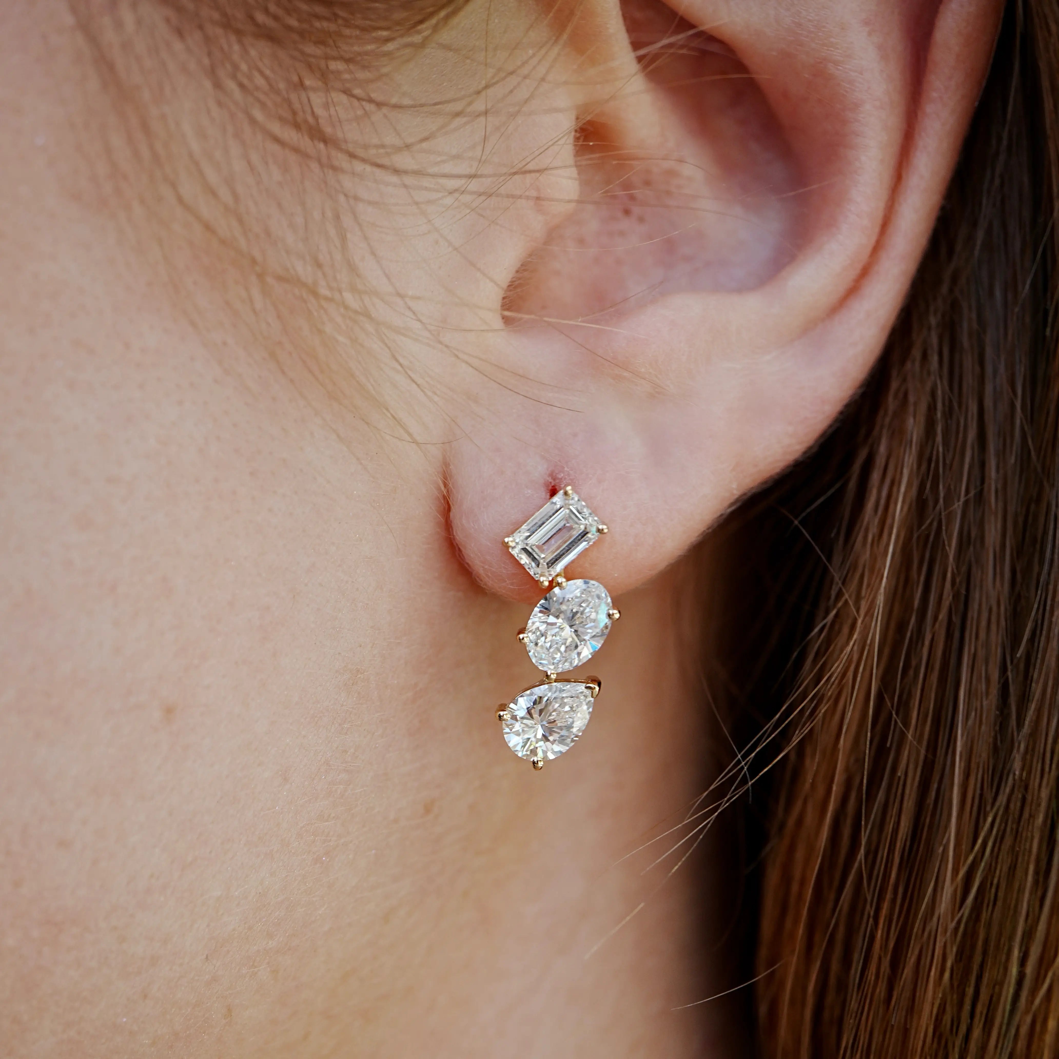 4.20ct Lab Grown Diamond Drop Earrings in 14k solid gold