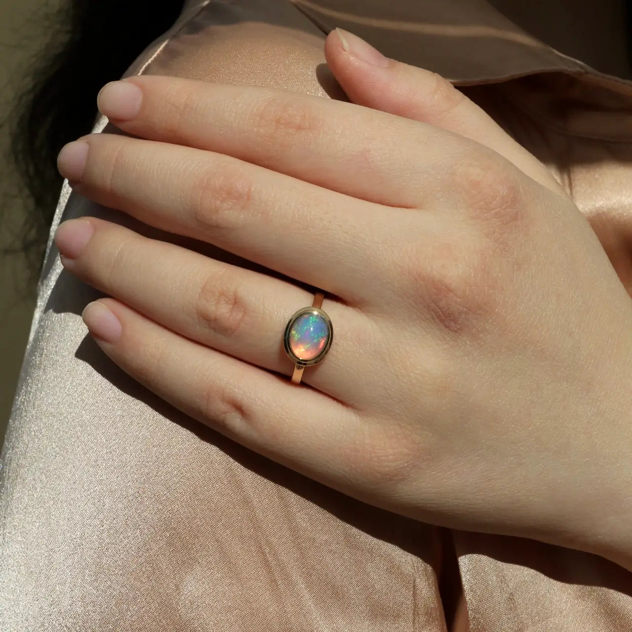 Bella East-West Oval Opal Ring