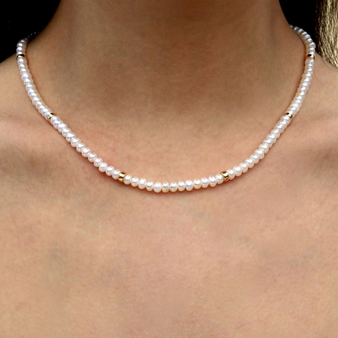 Pearl and Gold Bead Strand Necklace with Convertible Sunflower Hand-Painted Baroque Pearl