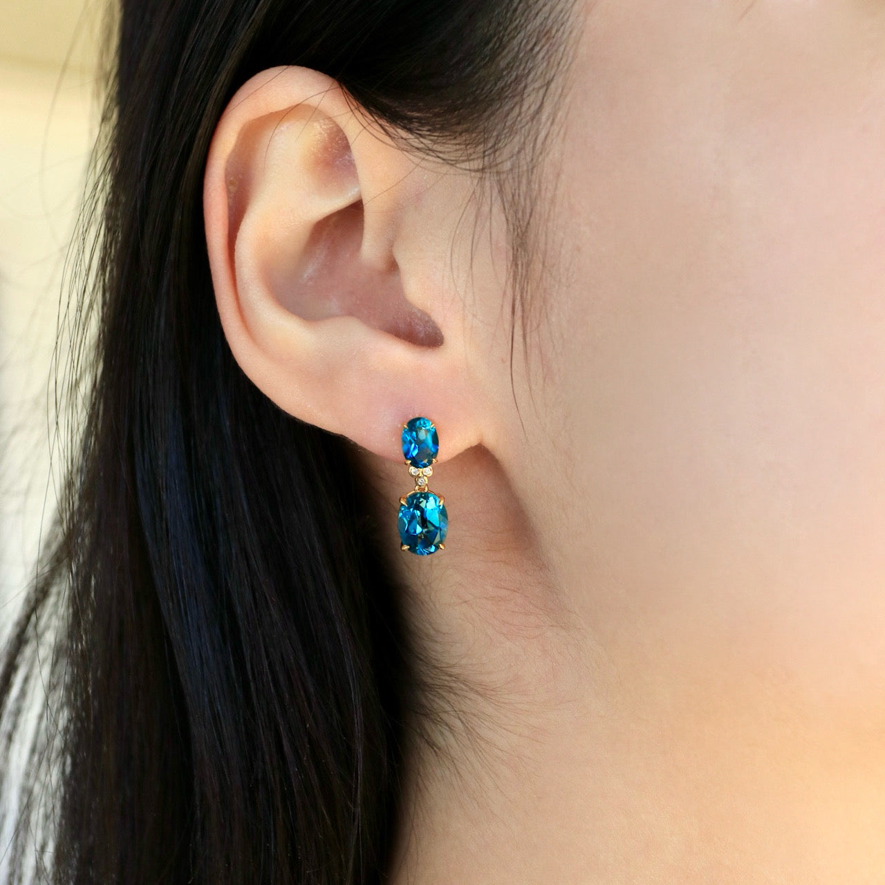 Divina Oval Topaz Diamond Pearl Convertible Drop Earrings