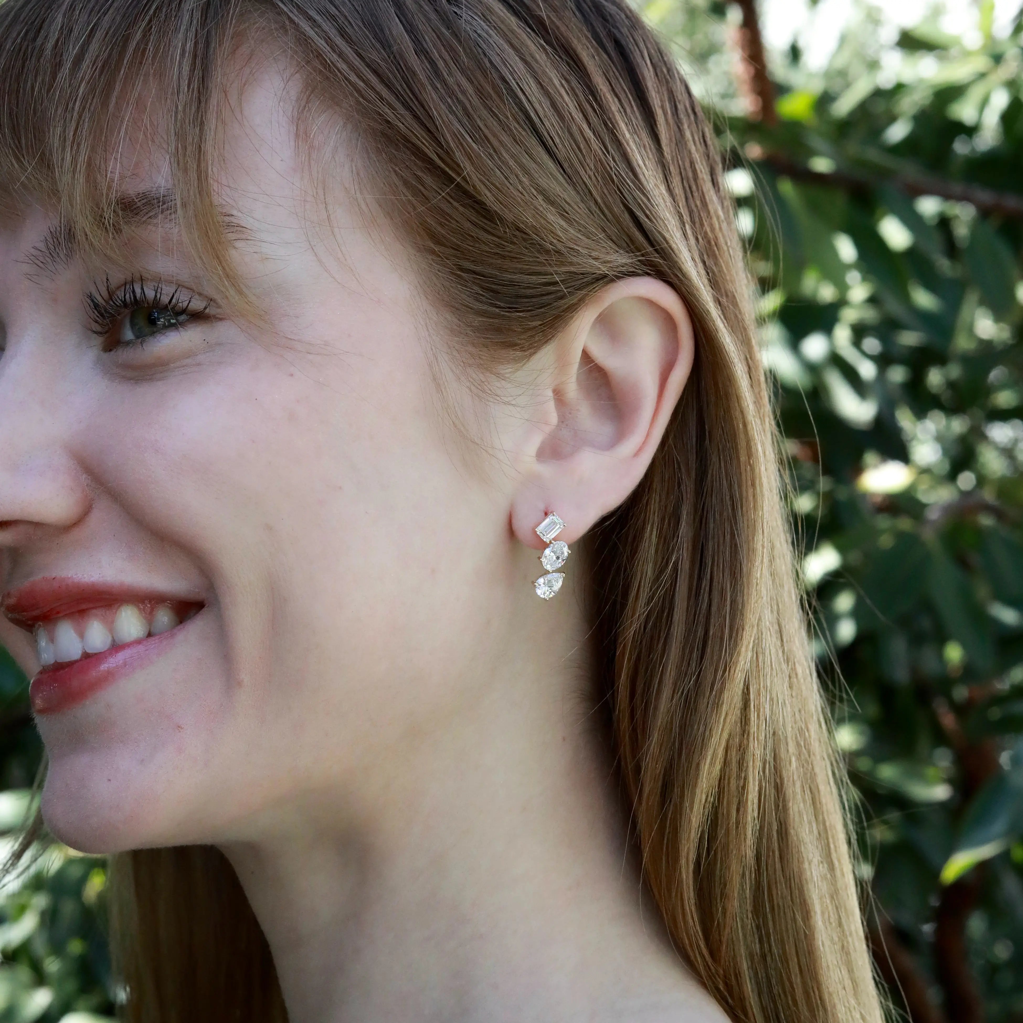 4.20ct Lab Grown Diamond Drop Earrings in 14k solid gold