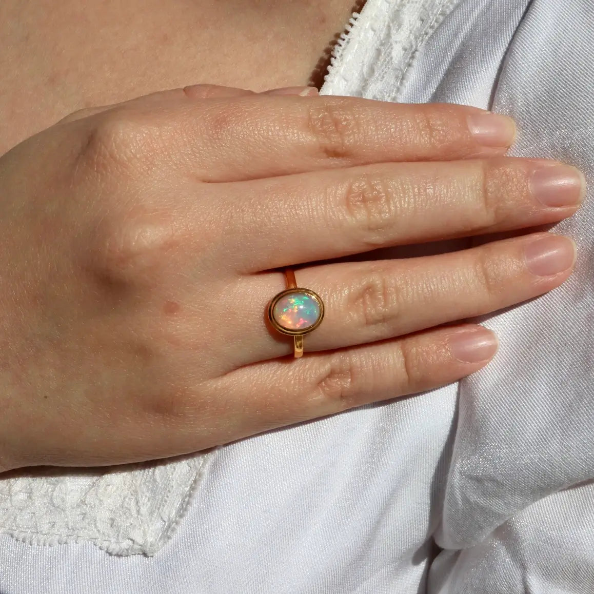 fire opal gold ring