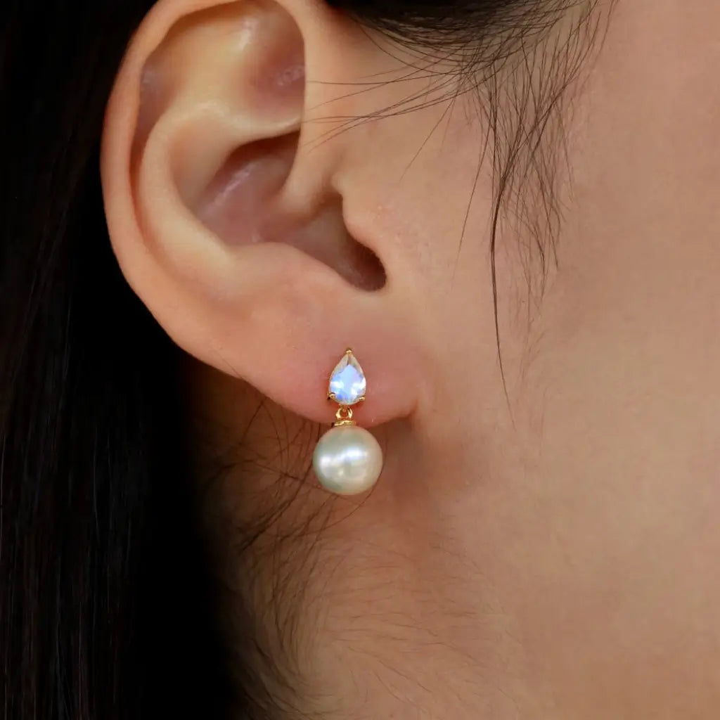 Venus Tears Moonstone Pearl Convertible Earrings