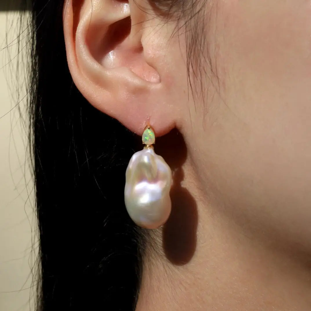 Venus Tears Opal Baroque Pearl Convertible Drop Earrings