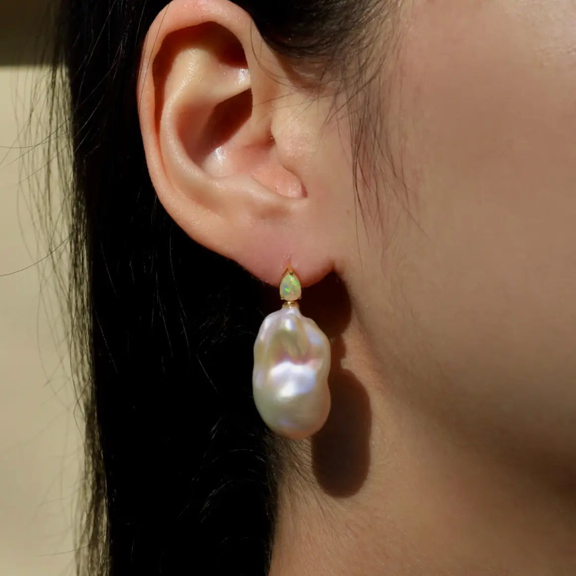 Venus Tears Opal Baroque Pearl Convertible Drop Earrings