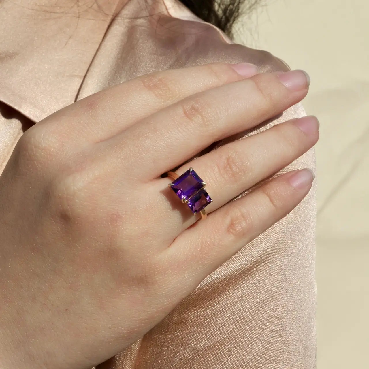 14k yellow gold amethyst ring