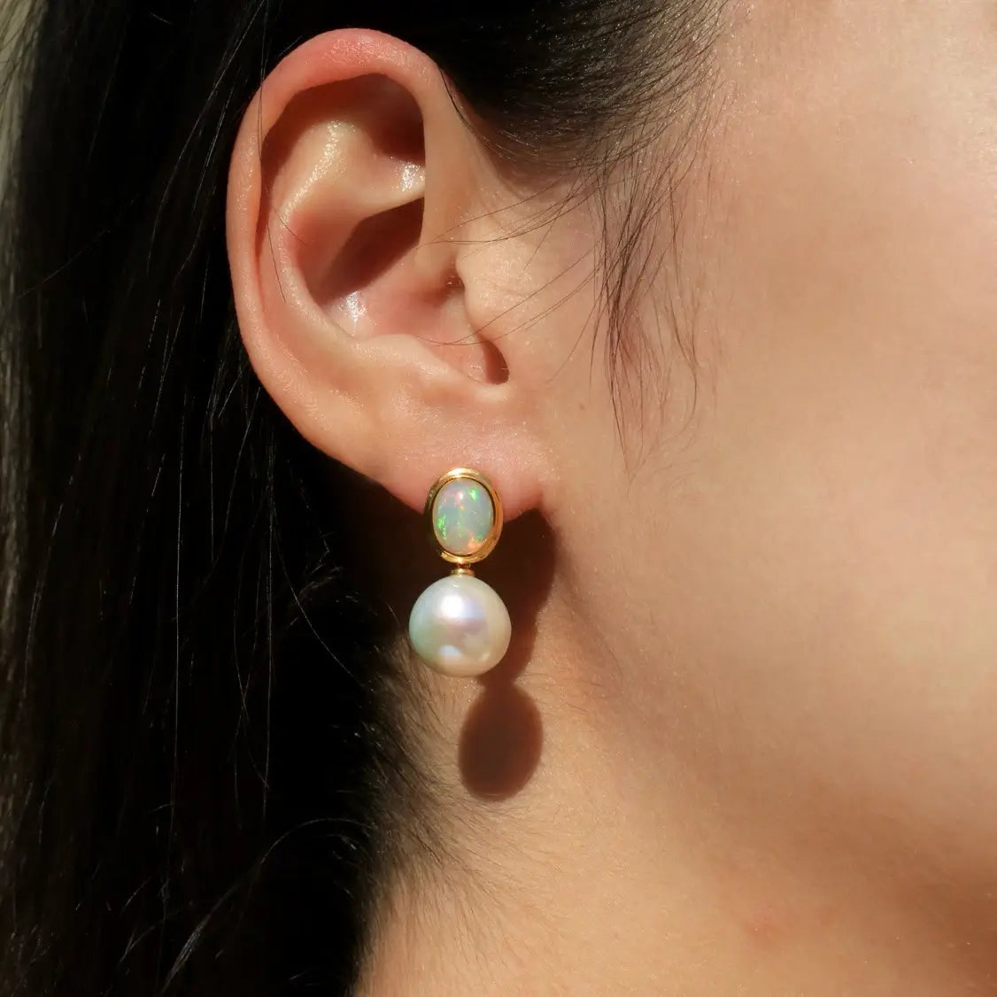 Bella Oval Opal Pearl Convertible Drop Earrings