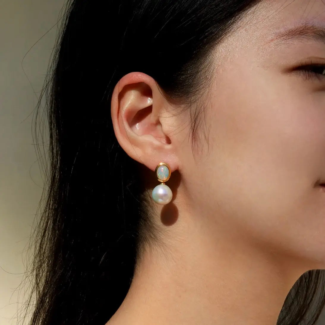 Bella Oval Opal Pearl Convertible Drop Earrings