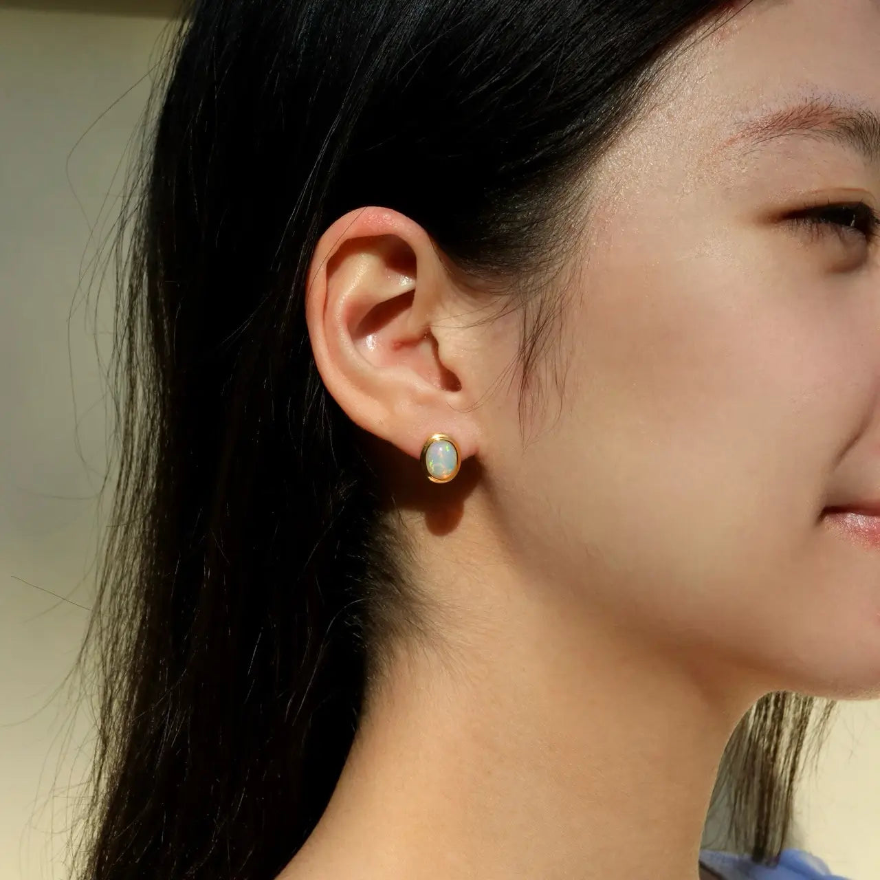 Bella Oval Opal Earrings