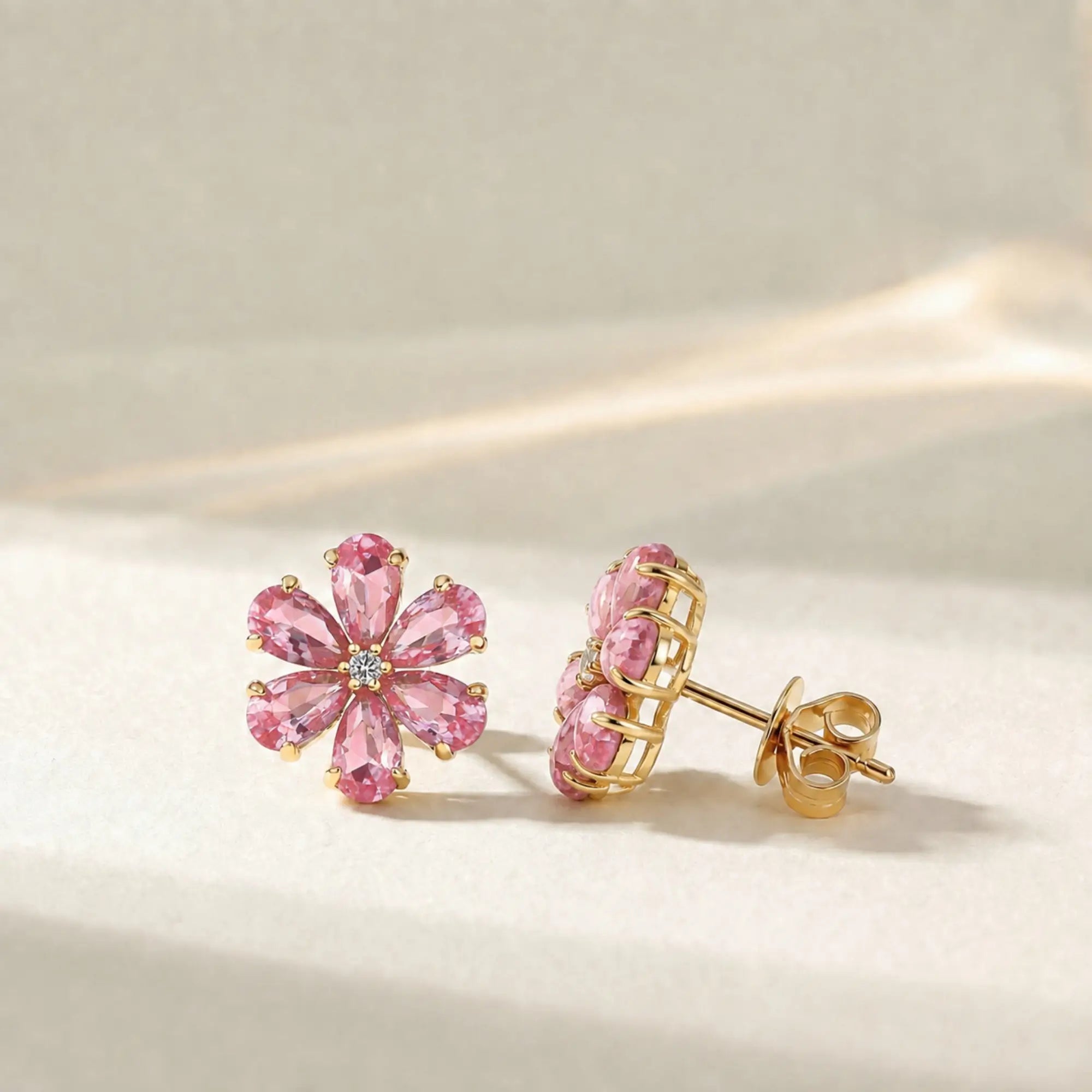 Flora Blossom Pink Tourmaline Diamond Earrings