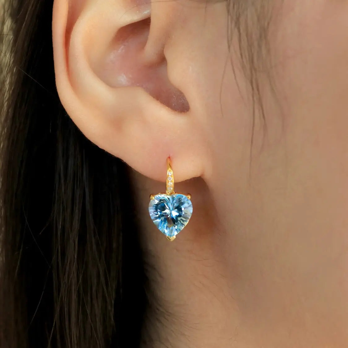 Natural Topaz Diamond Drop Earrings 14k yellow gold