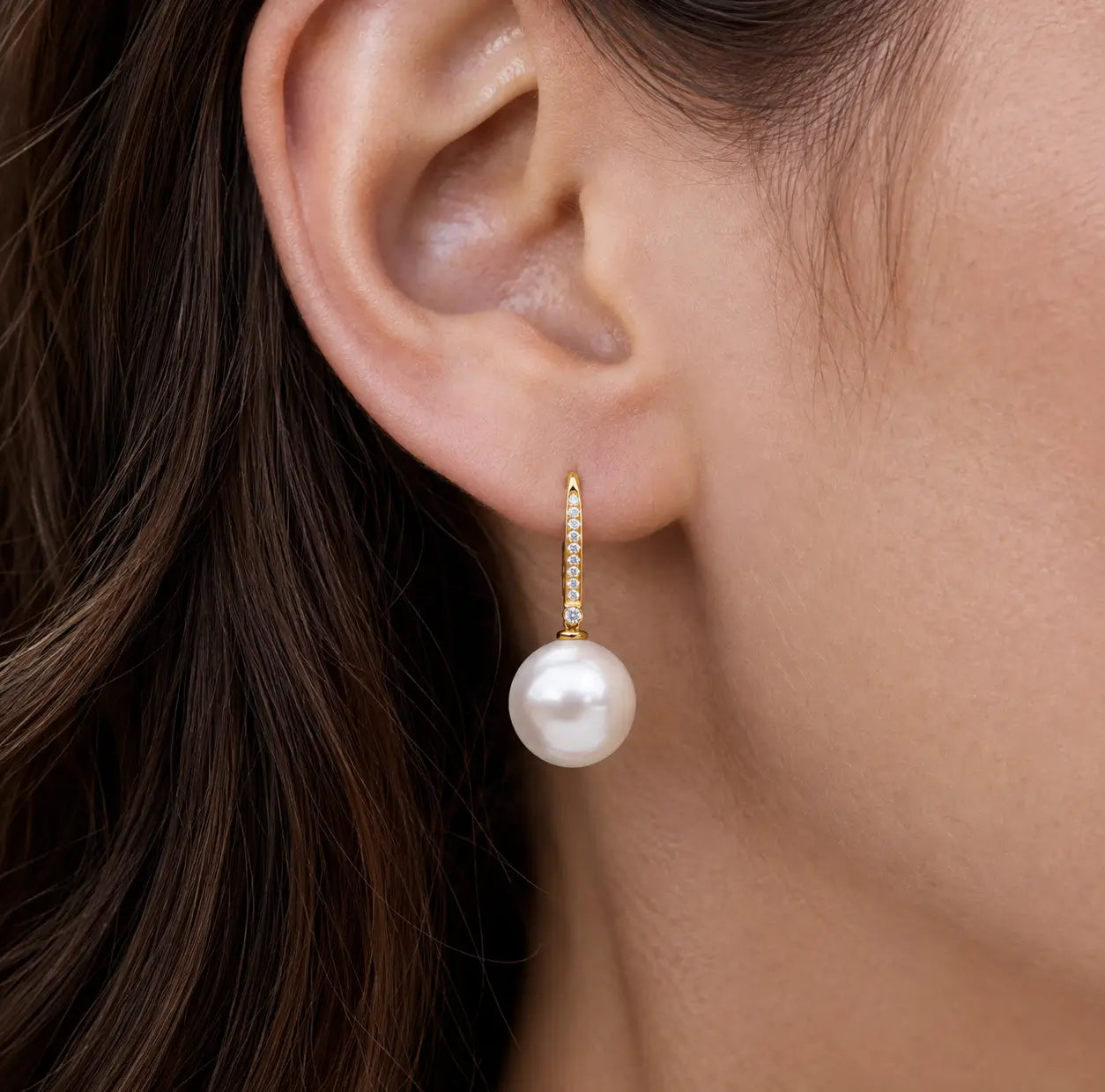 Paradise Diamond Convertible Round Pearl Drop Earrings