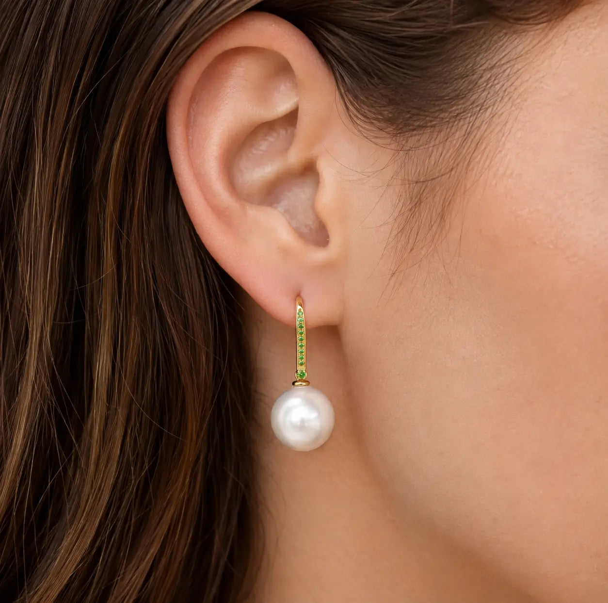 Paradise Tsavorite Convertible Round Pearl Drop Earrings