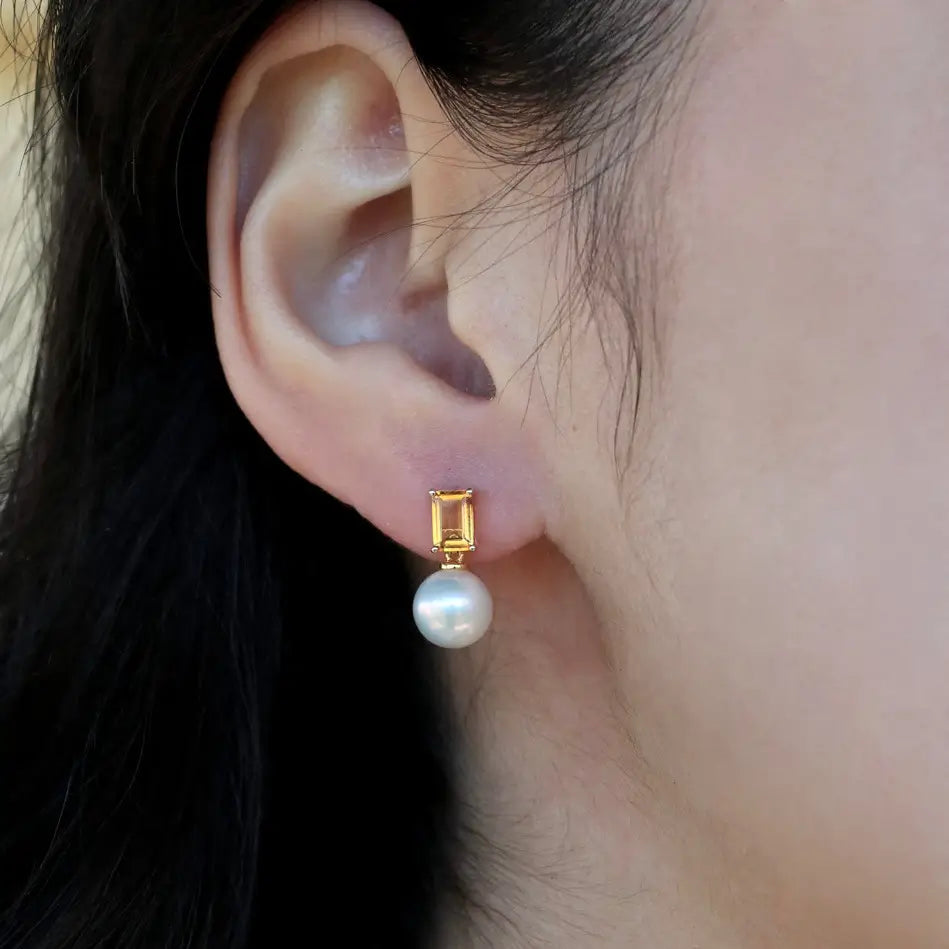 citrine pearl convertible earrings