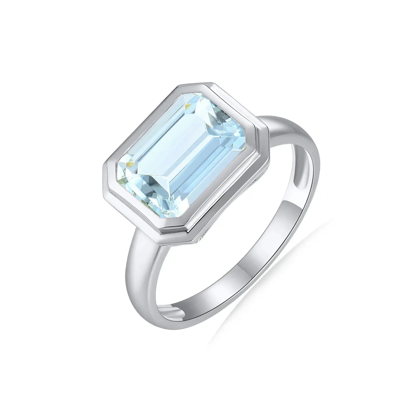 Bella East-West Emerald-Cut Aquamarine Ring