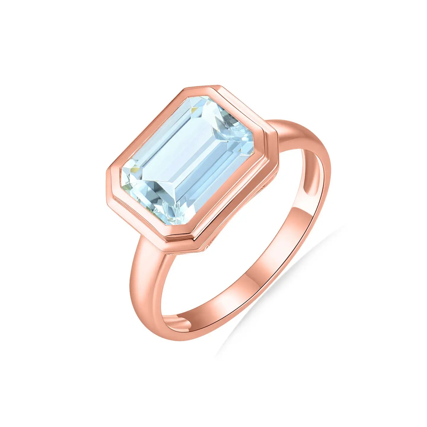 Bella East-West Emerald-Cut Aquamarine Ring