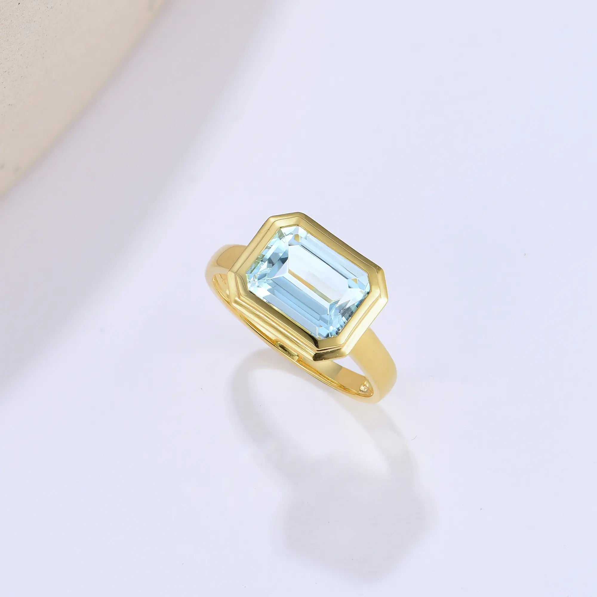 Bella East-West Emerald-Cut Aquamarine Ring