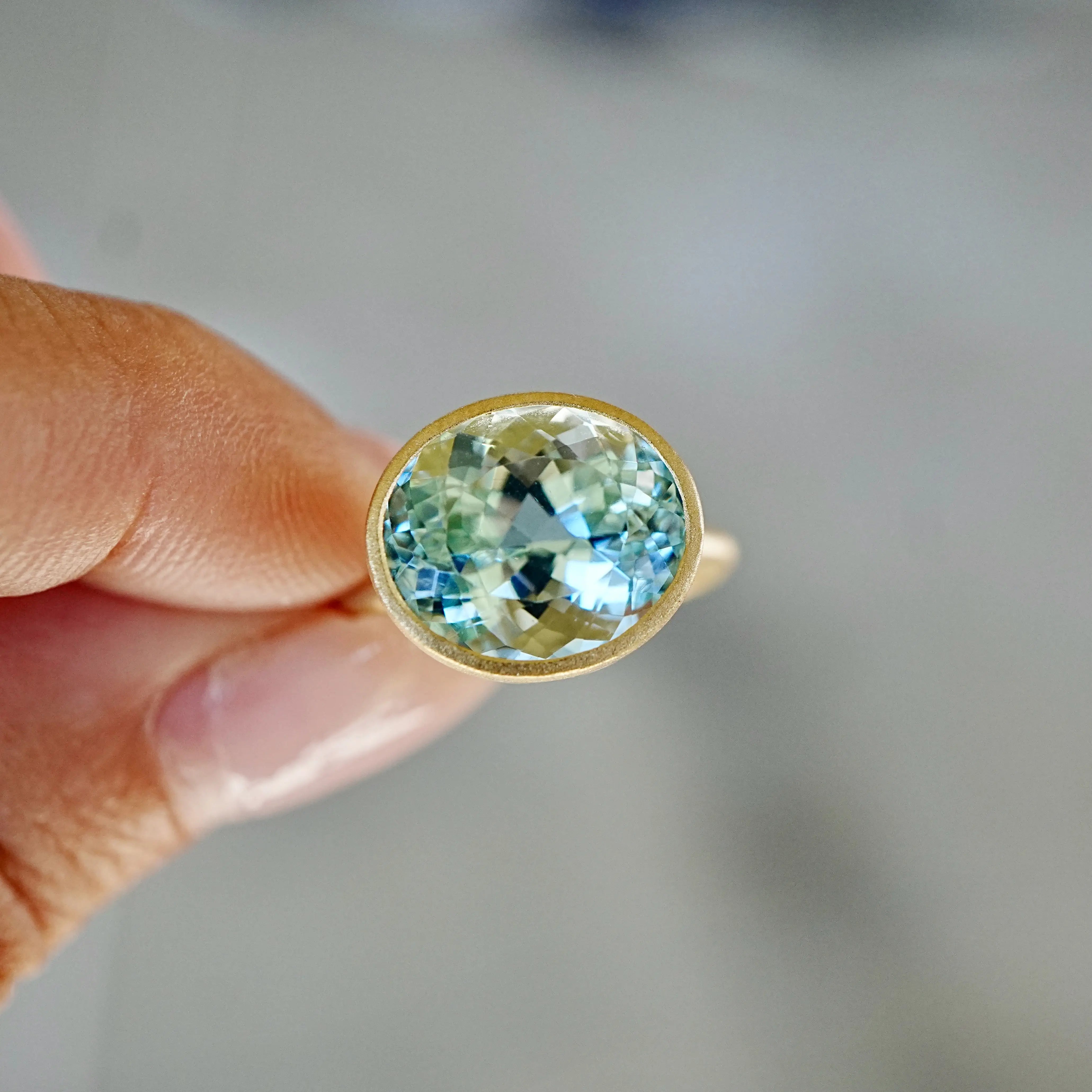 Aria Arch Guild Certified Santa Maria Aquamarine East-West Ring - 6.83ct (One-of-a-Kind)