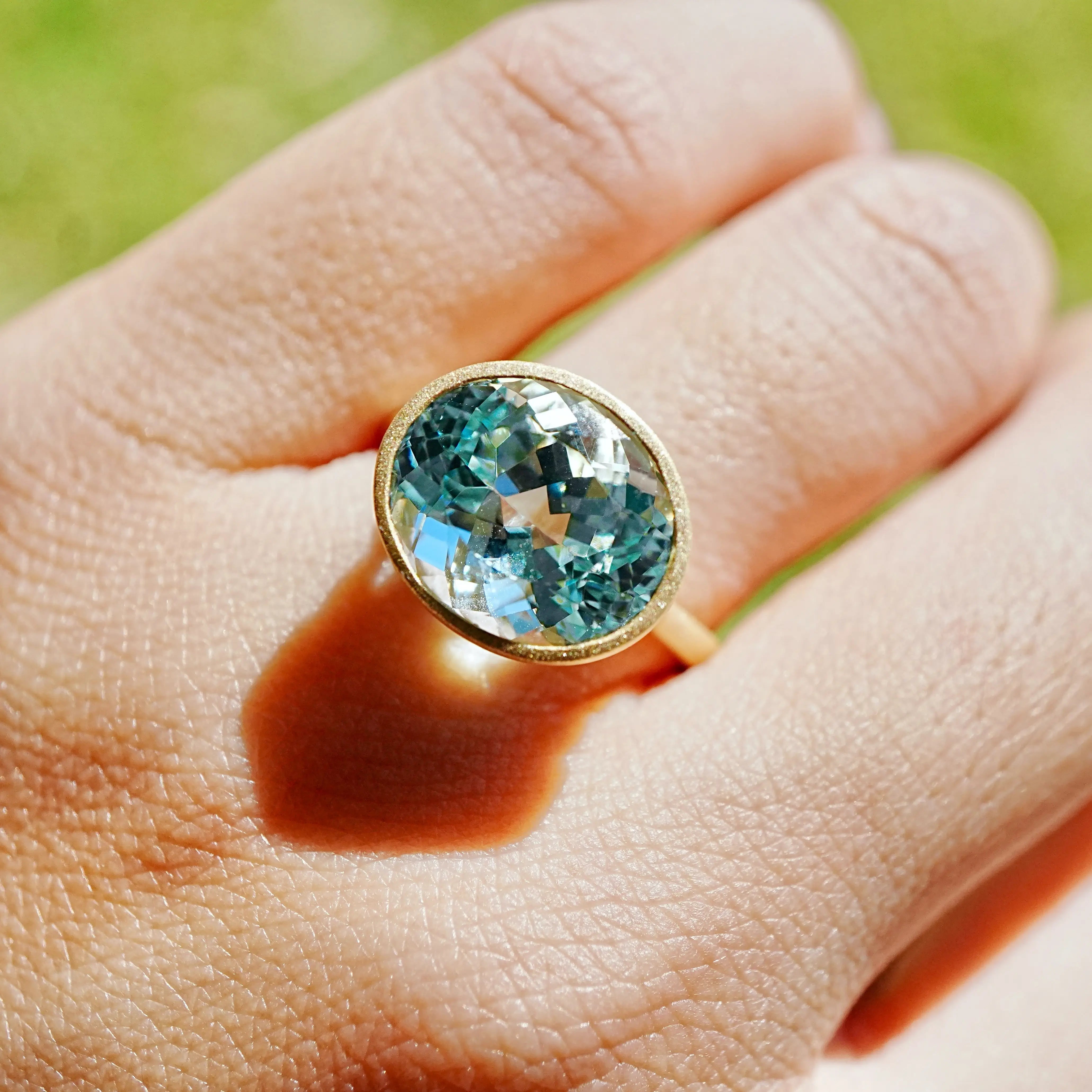 Aria Arch Guild Certified Santa Maria Aquamarine East-West Ring - 6.83ct (One-of-a-Kind)