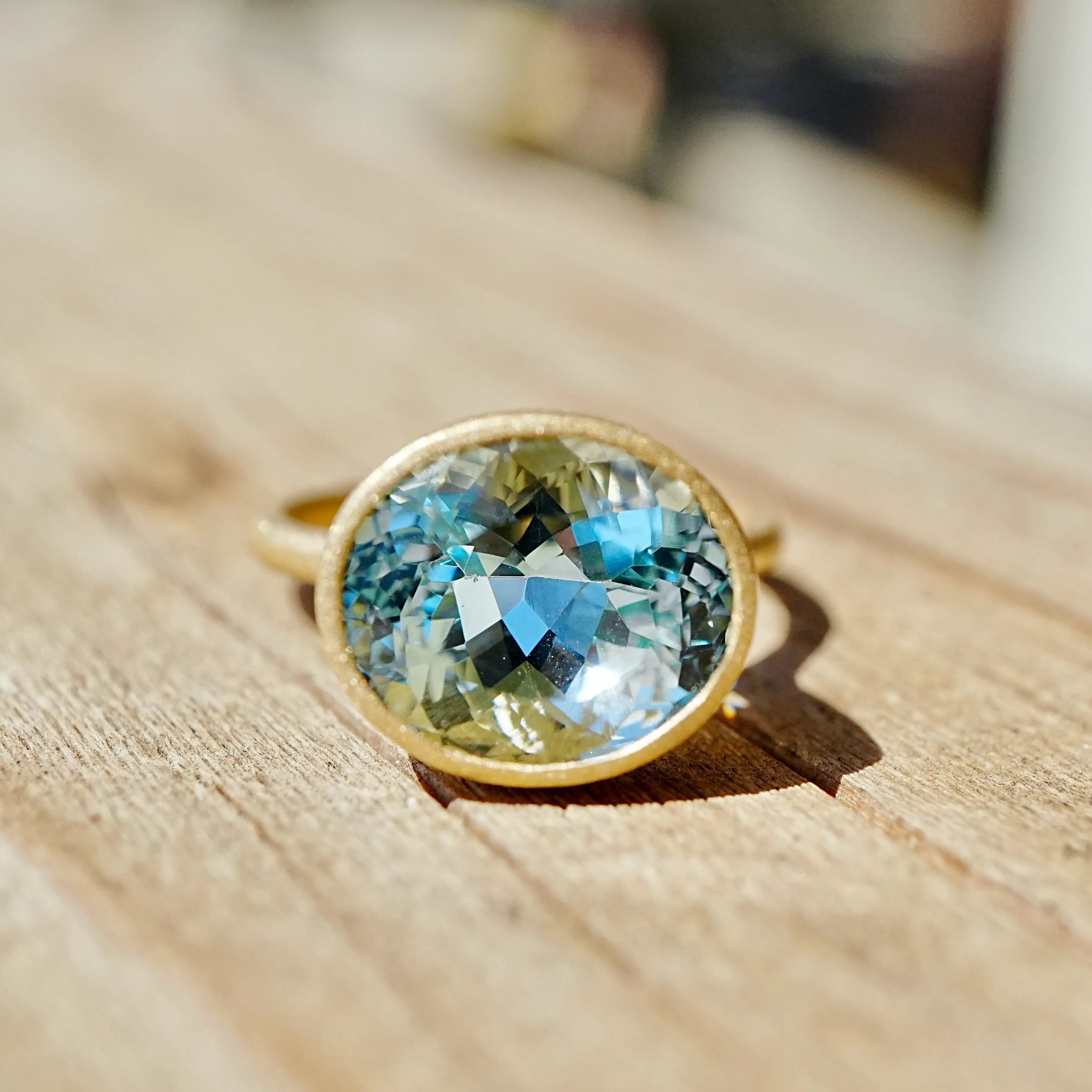 Aria Arch Guild Certified Santa Maria Aquamarine East-West Ring - 6.83ct (One-of-a-Kind)