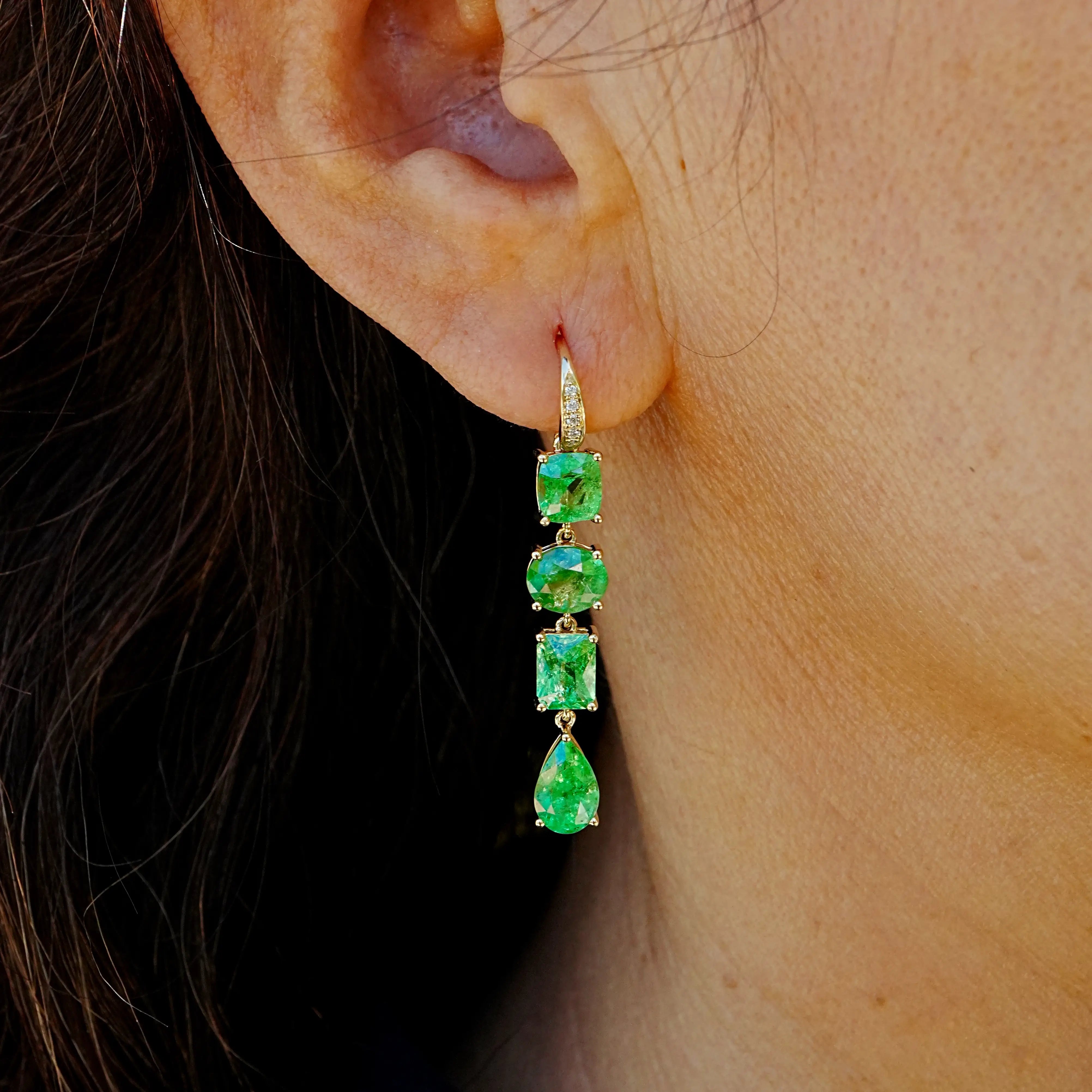 Kai Fine Jewelry Garden Melody Natural Tsavorite & Diamond Drop Earrings (One-of-a-Kind)