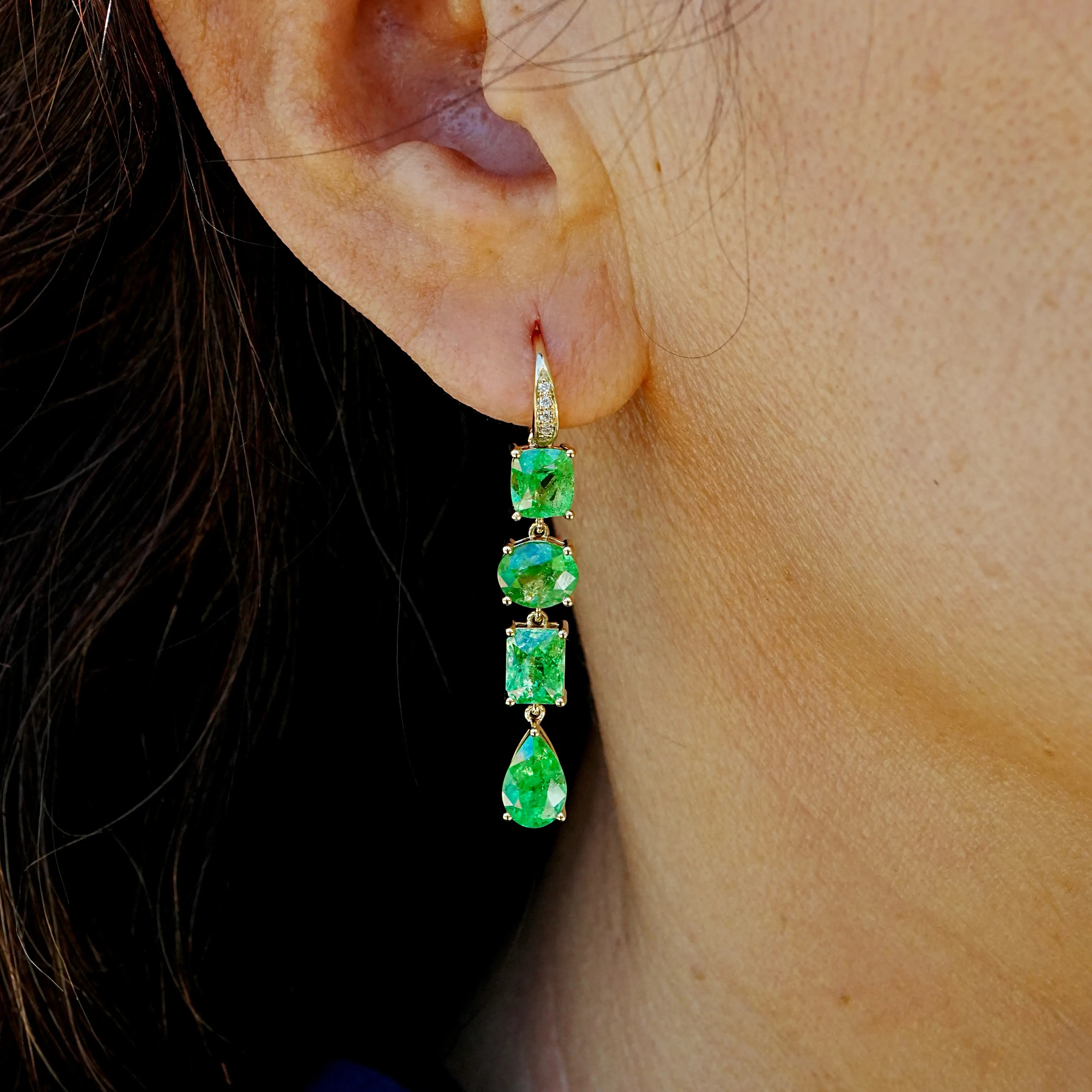 Kai Fine Jewelry Garden Melody Natural Tsavorite & Diamond Drop Earrings (One-of-a-Kind)