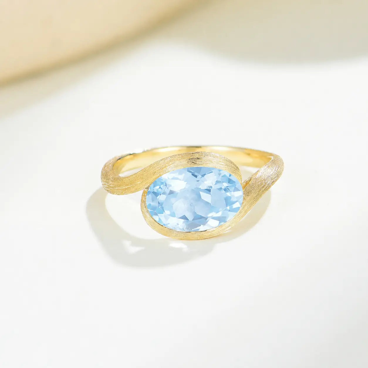 Eternal Wave Oval Aquamarine East-West Ring