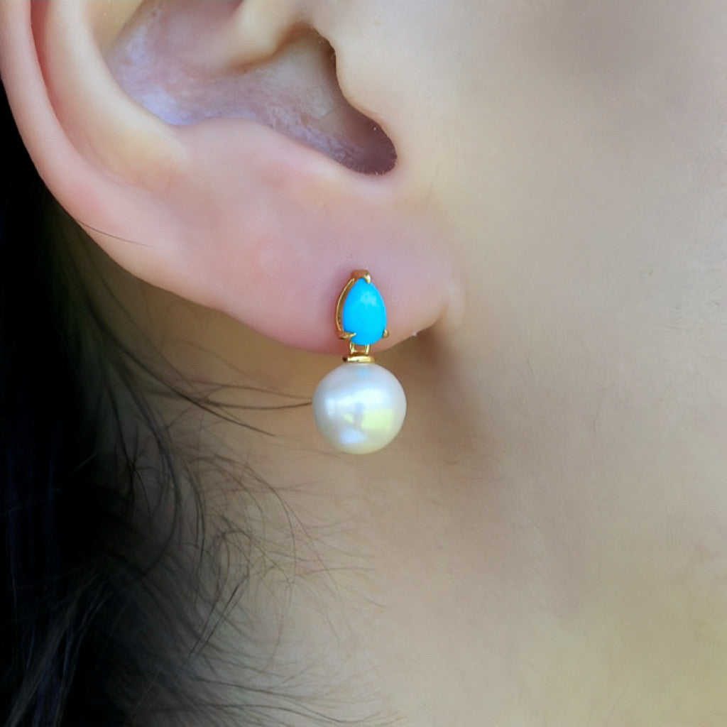 Venus Tears Turquoise Pearl Convertible Earrings