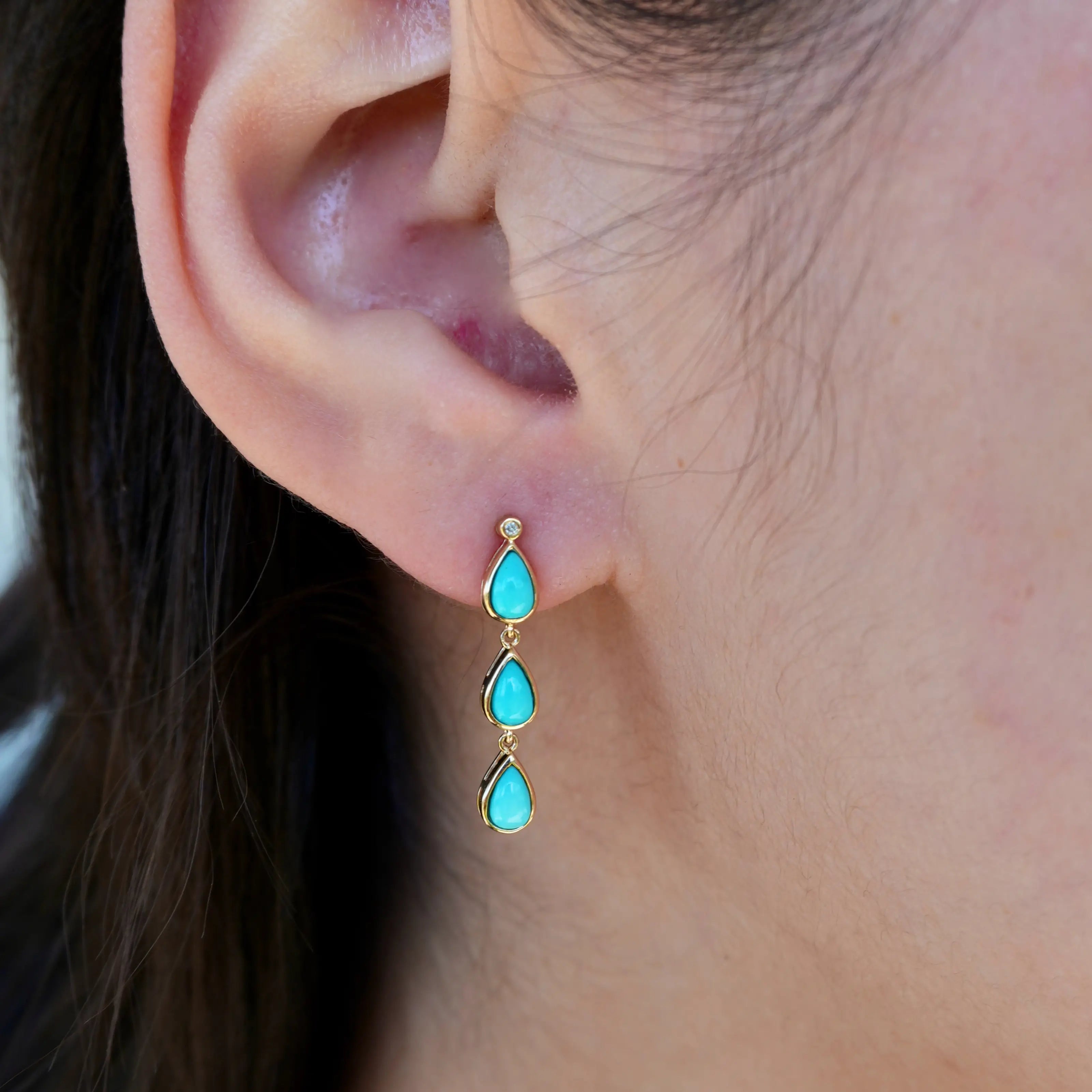 Venus Tears Turqouise Diamond Drop Earrings
