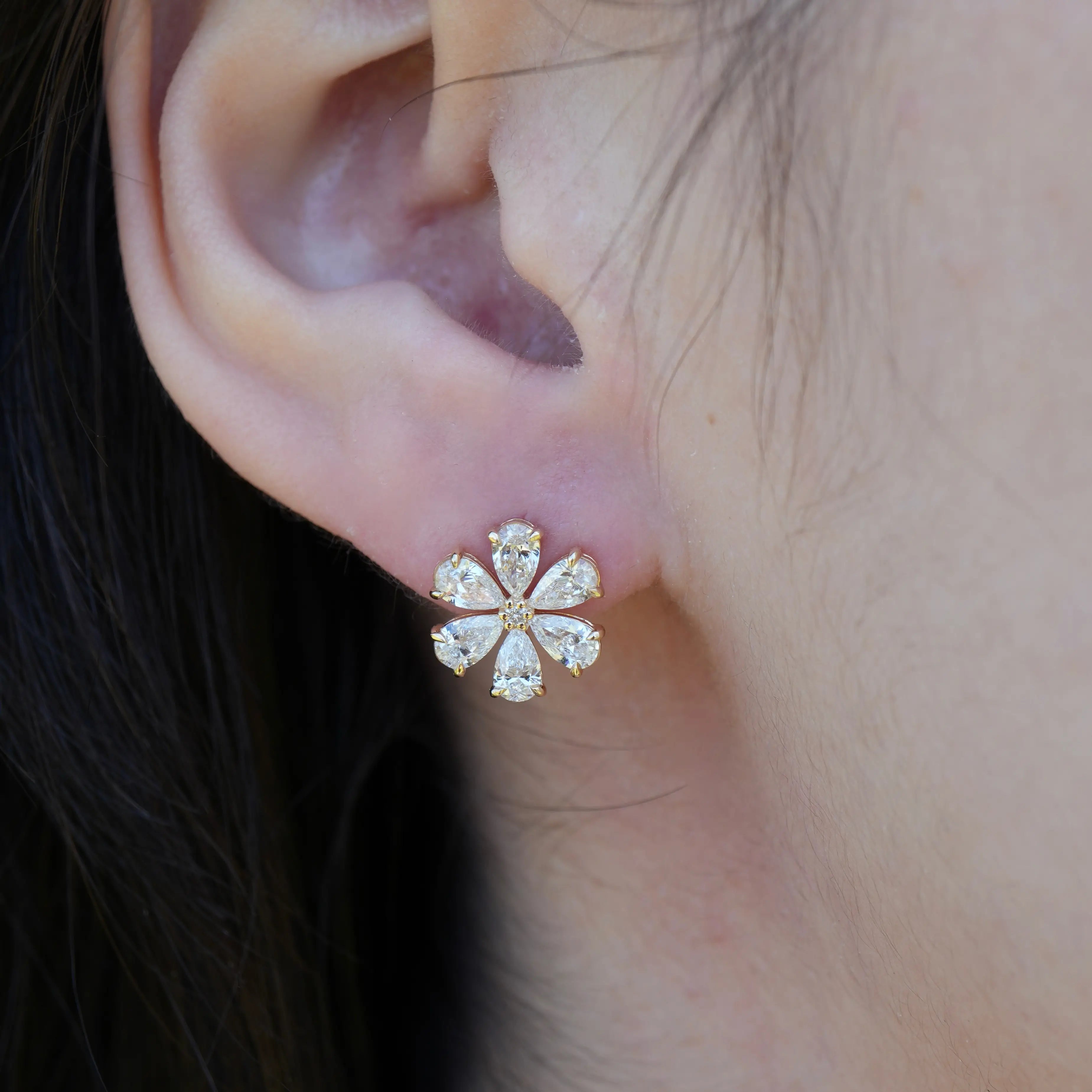 Flora Blossom Lab Grown Diamond Earrings 14k yellow gold