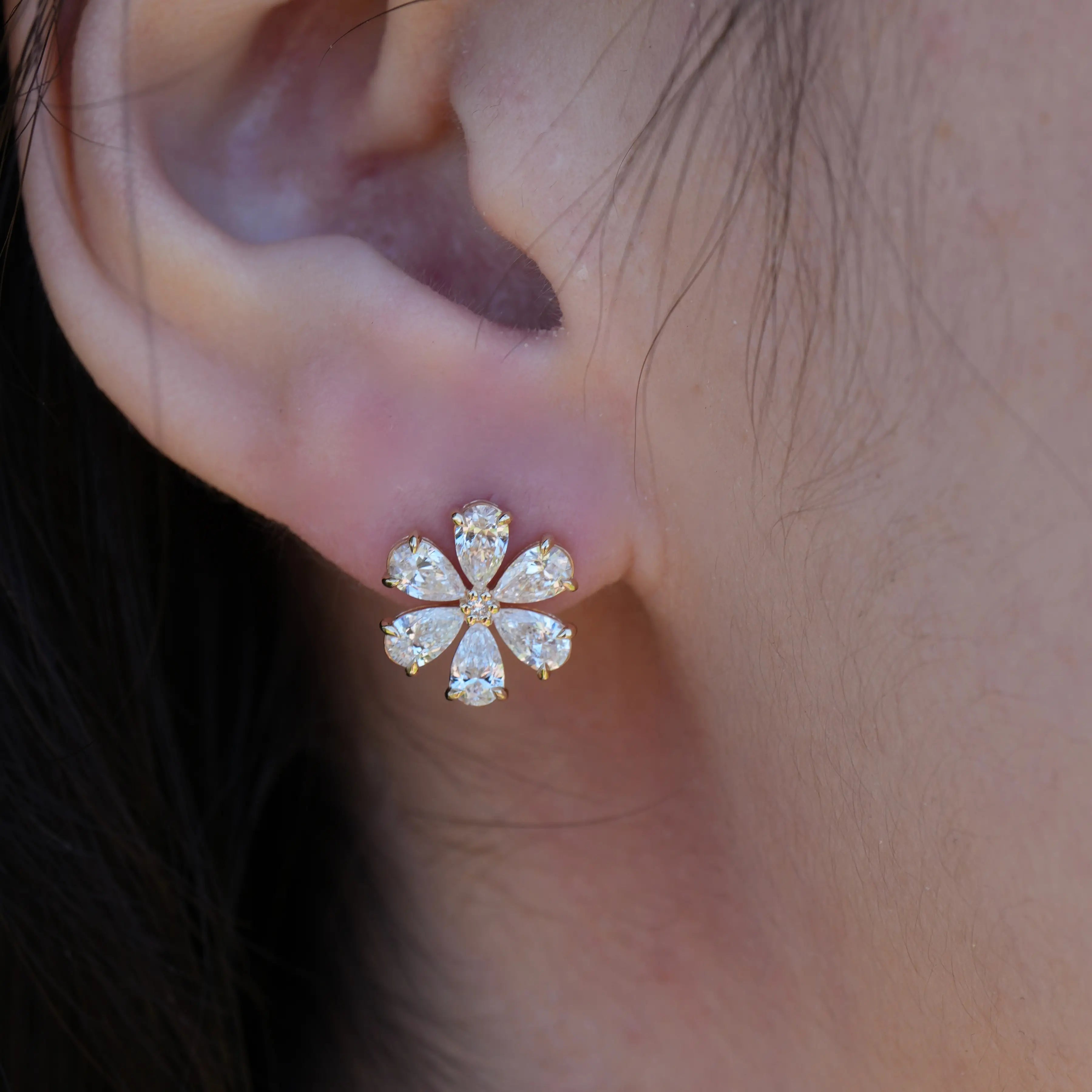Flora Blossom Lab Grown Diamond Earrings 14k yellow gold