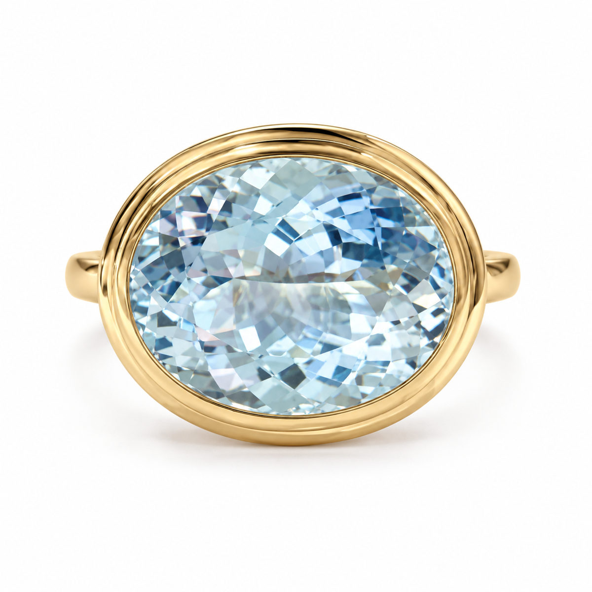 Bella 4.95 ct AIGS Certified Aquamarine East-West Ring (One-of-a-Kind)