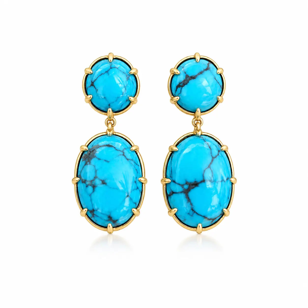 kai fine jewelry Garden Melody natural 9.96 ctw Natural Turquoise Drop Earrings in 14k yellow gold (One-of-a-Kind)