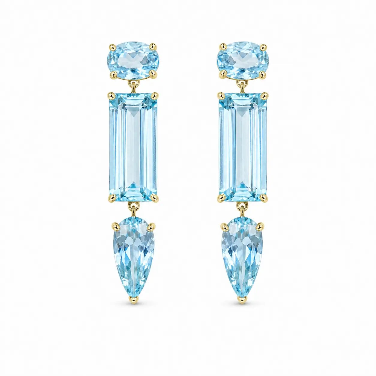 14k yellow gold Garden Melody 9.60 ctw Natural Aquamarine Drop Earrings (One-of-a-Kind)