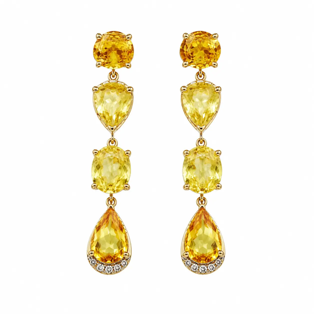 Garden Melody 5.80 ctw Natural Yellow Sapphire & Diamond Drop Earrings in 14k yellow gold (One-of-a-Kind)