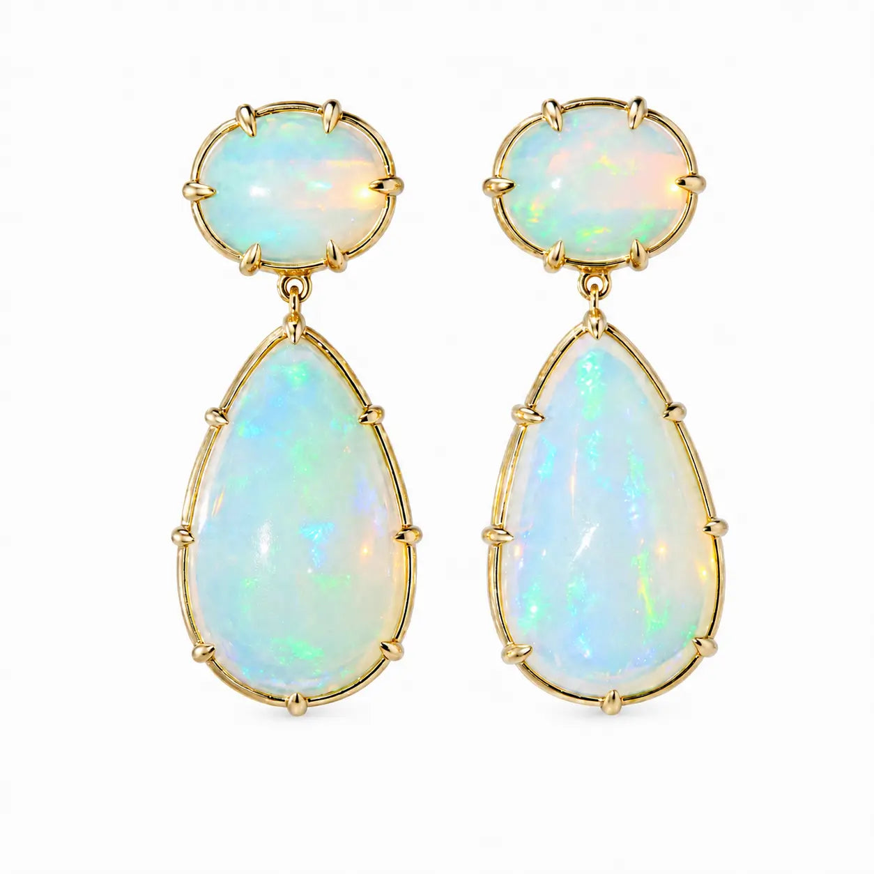 14k yellow gold Aurea 14.80ctw Natural Opal Drop Earrings (One-of-a-Kind)