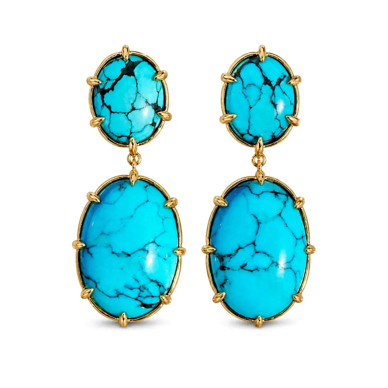 Aurea 9.50 ctw Natural Turquoise Drop Earrings (One-of-a-Kind)