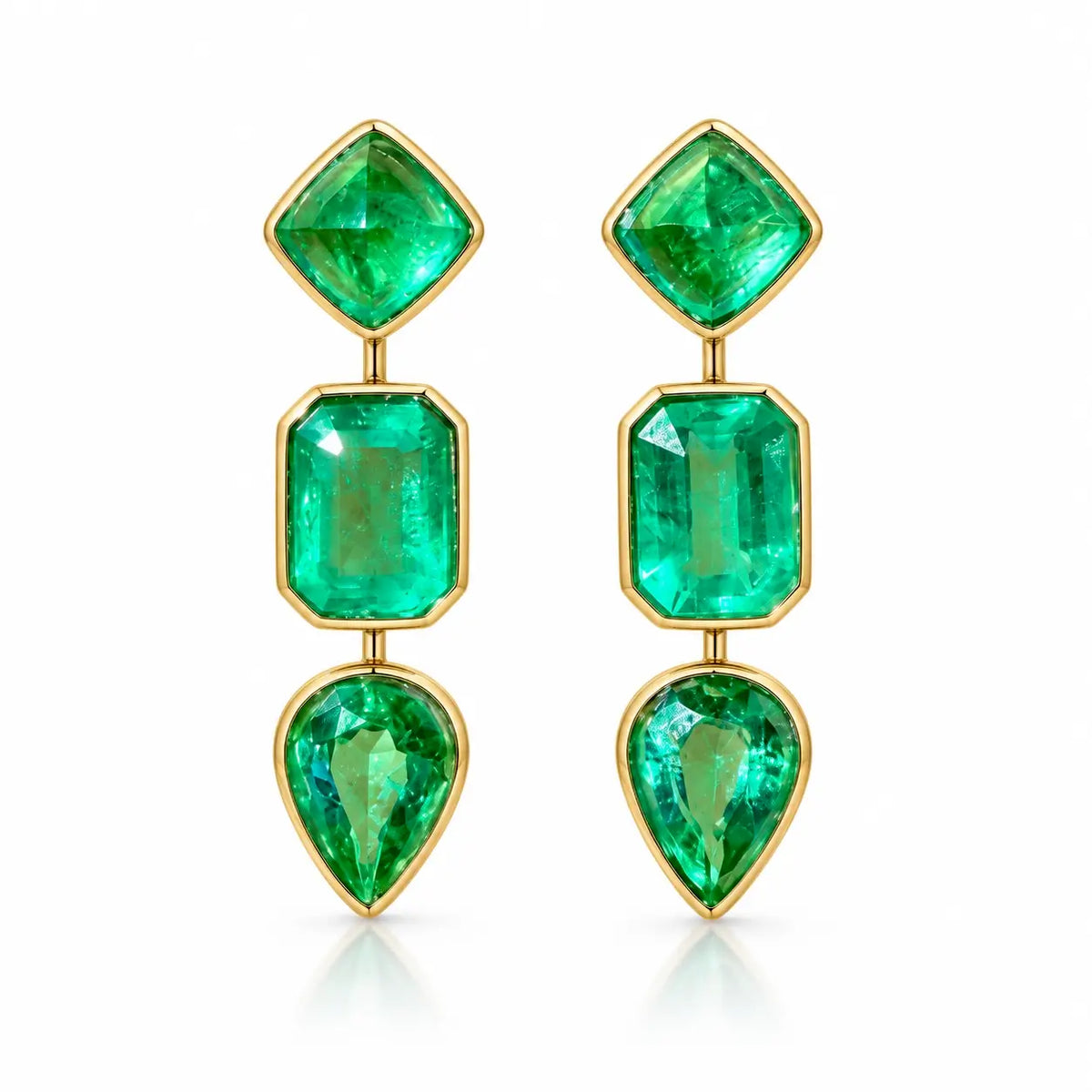 14k yellow gold The Garland AIGS Certified 4.63 ctw Natural Emerald Drop Earrings (One-of-a-Kind)