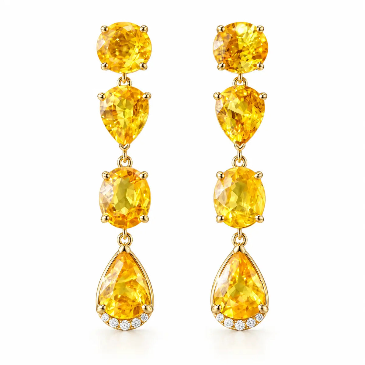 Garden Melody 6.54 ctw Natural Yellow Sapphire & Diamond Drop Earrings (One-of-a-Kind)