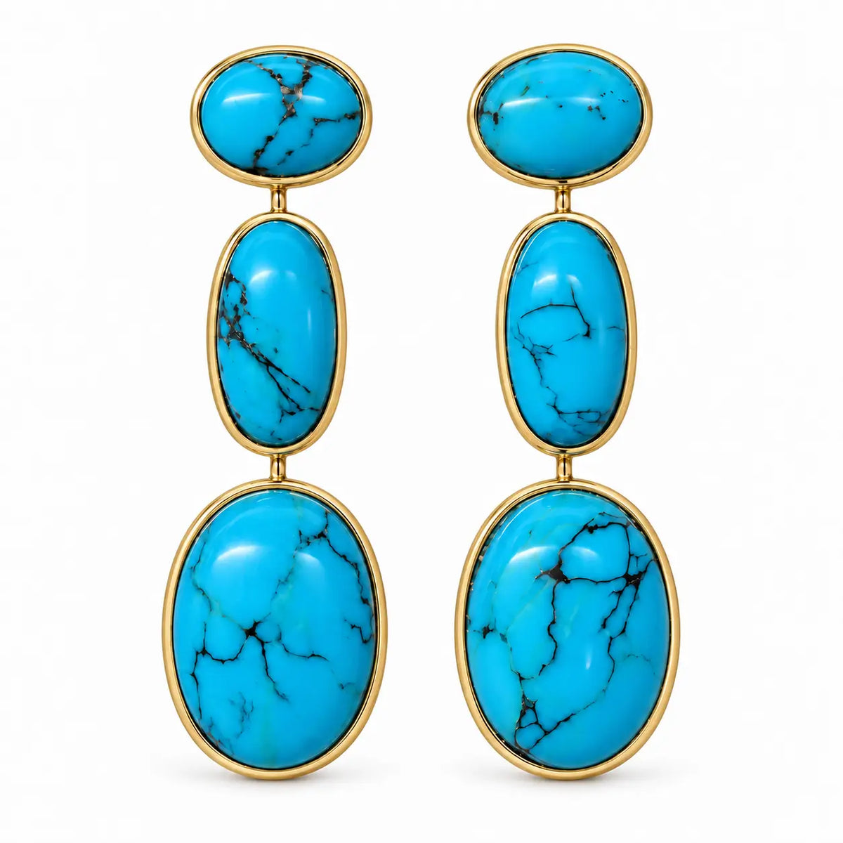 14k yellow gold The Garland 11.42 ctw Natural Turquoise Drop Earrings (One-of-a-Kind)
