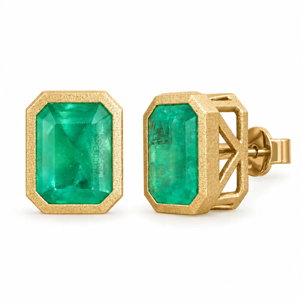 14k yellow gold Aria Arch 3.42 ctw Natural Emerald Earrings (One-of-a-Kind)