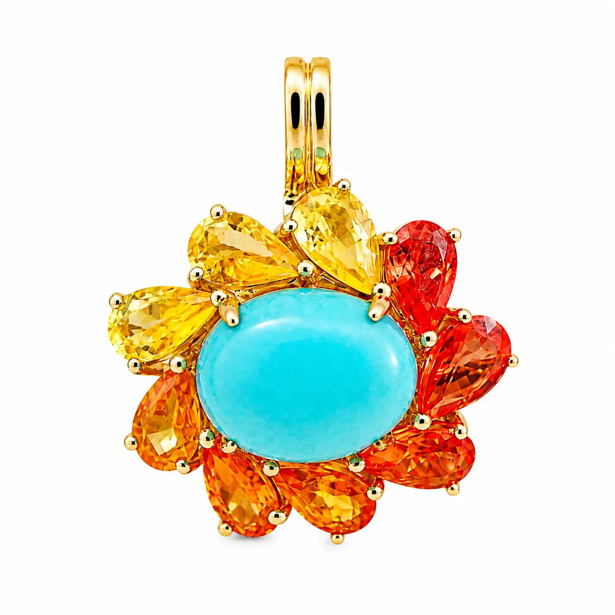 Sunse Halo 4.15ctw Natural Turquoise & Sapphire Diamond Lock