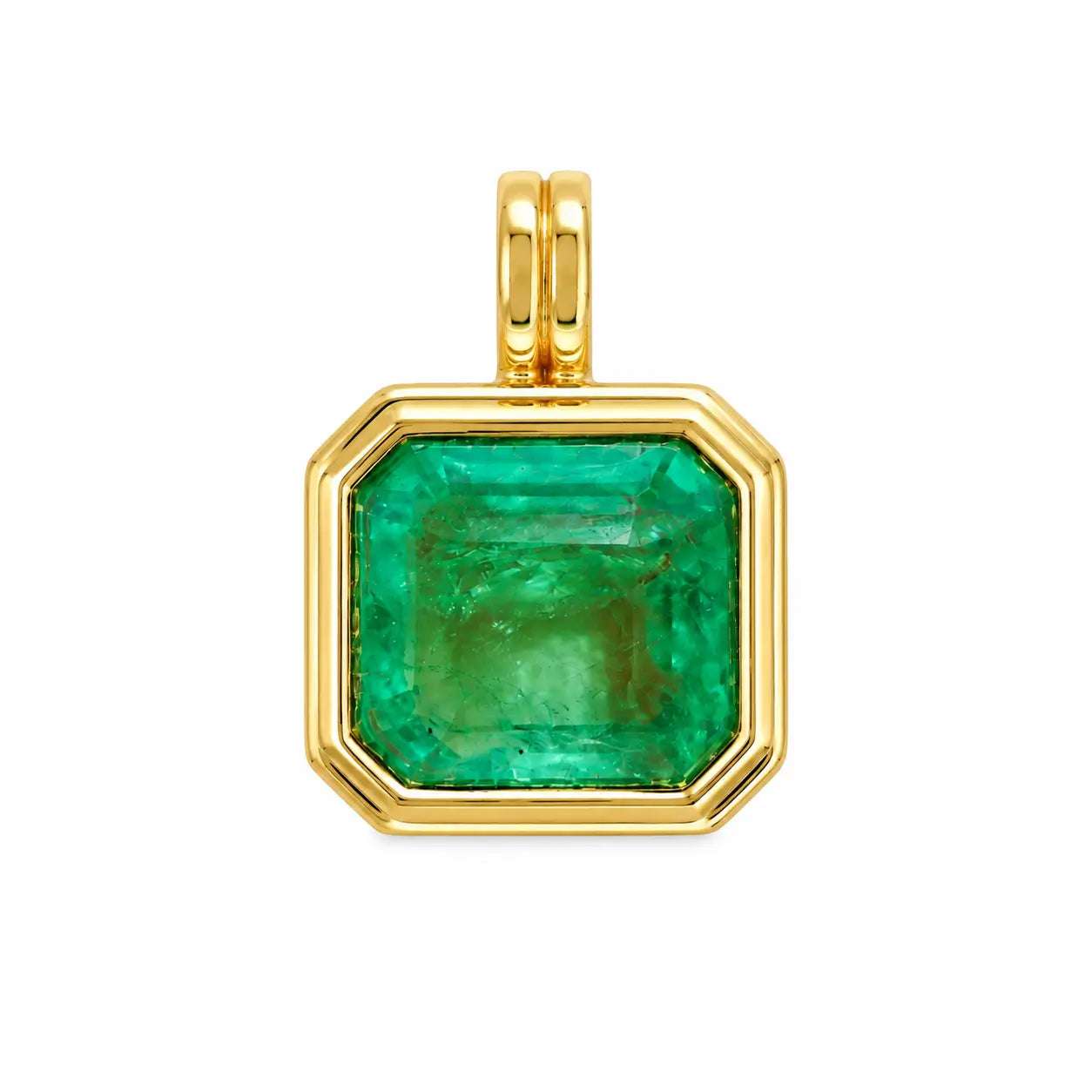 Bella 1.93ct Natural Emerald Diamond Lock Paperclip Chain Necklace (One-of-a-Kind)