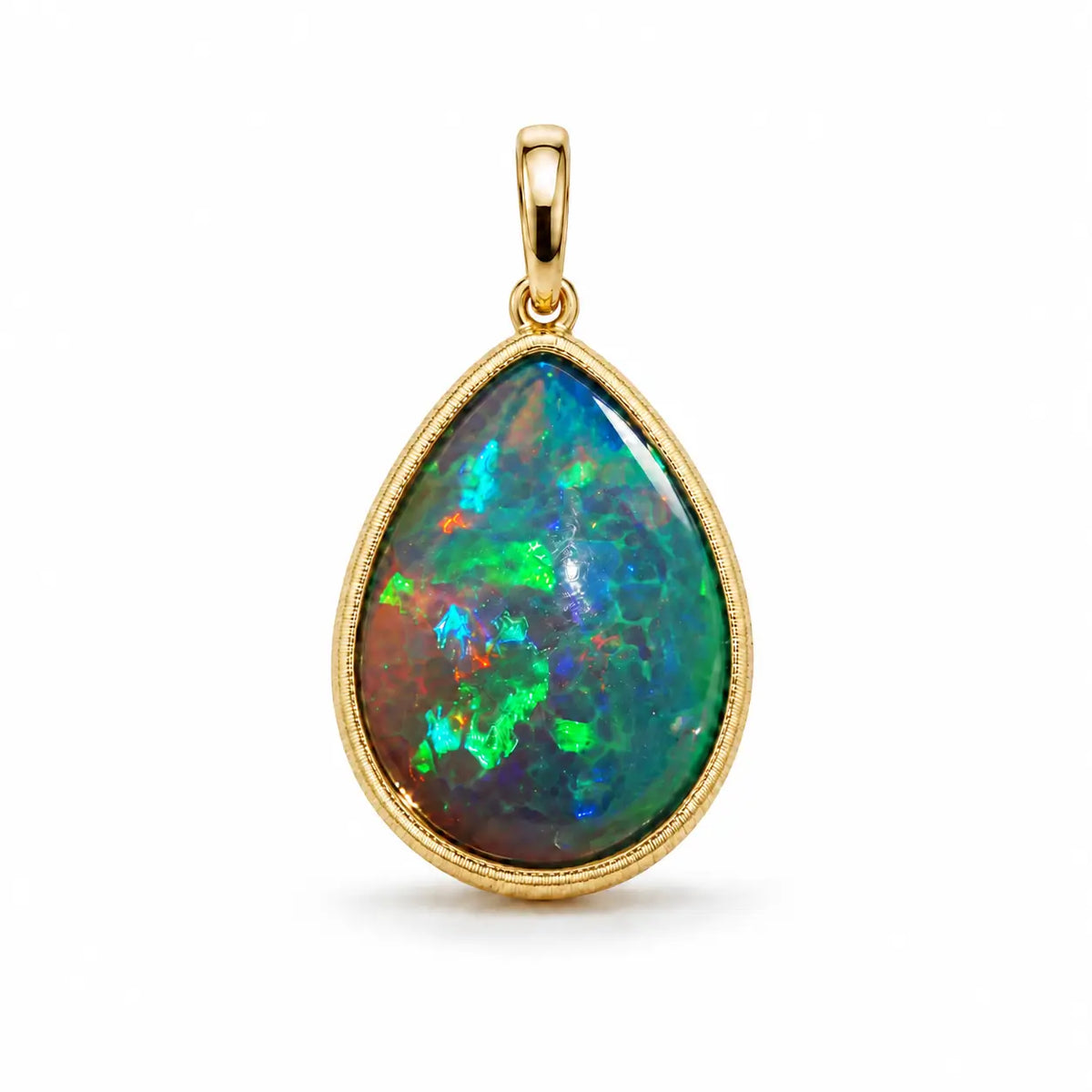 Vivid Glance 4.58ct Natural Black Opal Diamond Lock Paperclip Chain Necklace (One-of-a-Kind)