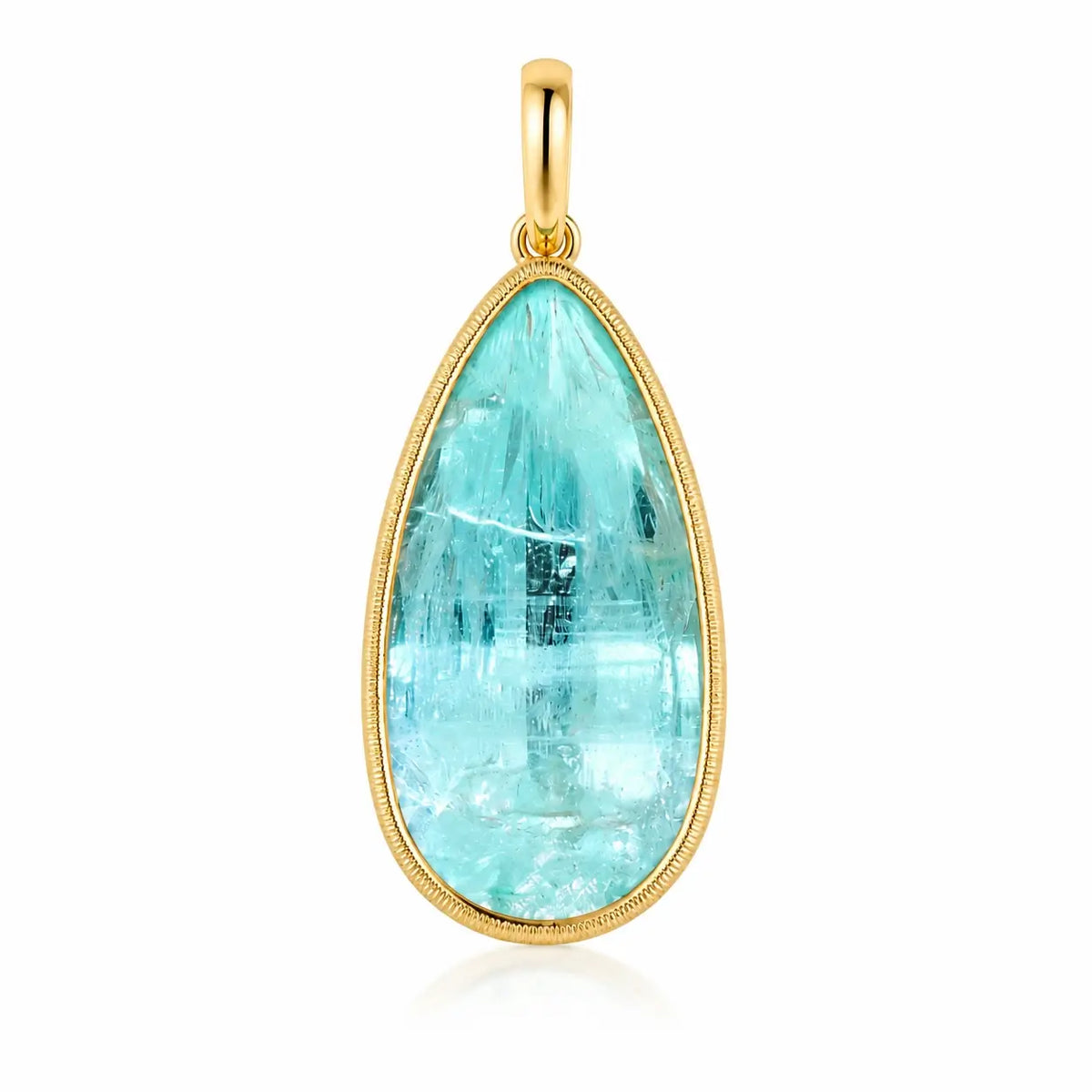 Vivid Glance 4.77ct Natural Vanadium Beryl Diamond Lock Paperclip Chain Necklace (One-of-a-Kind)