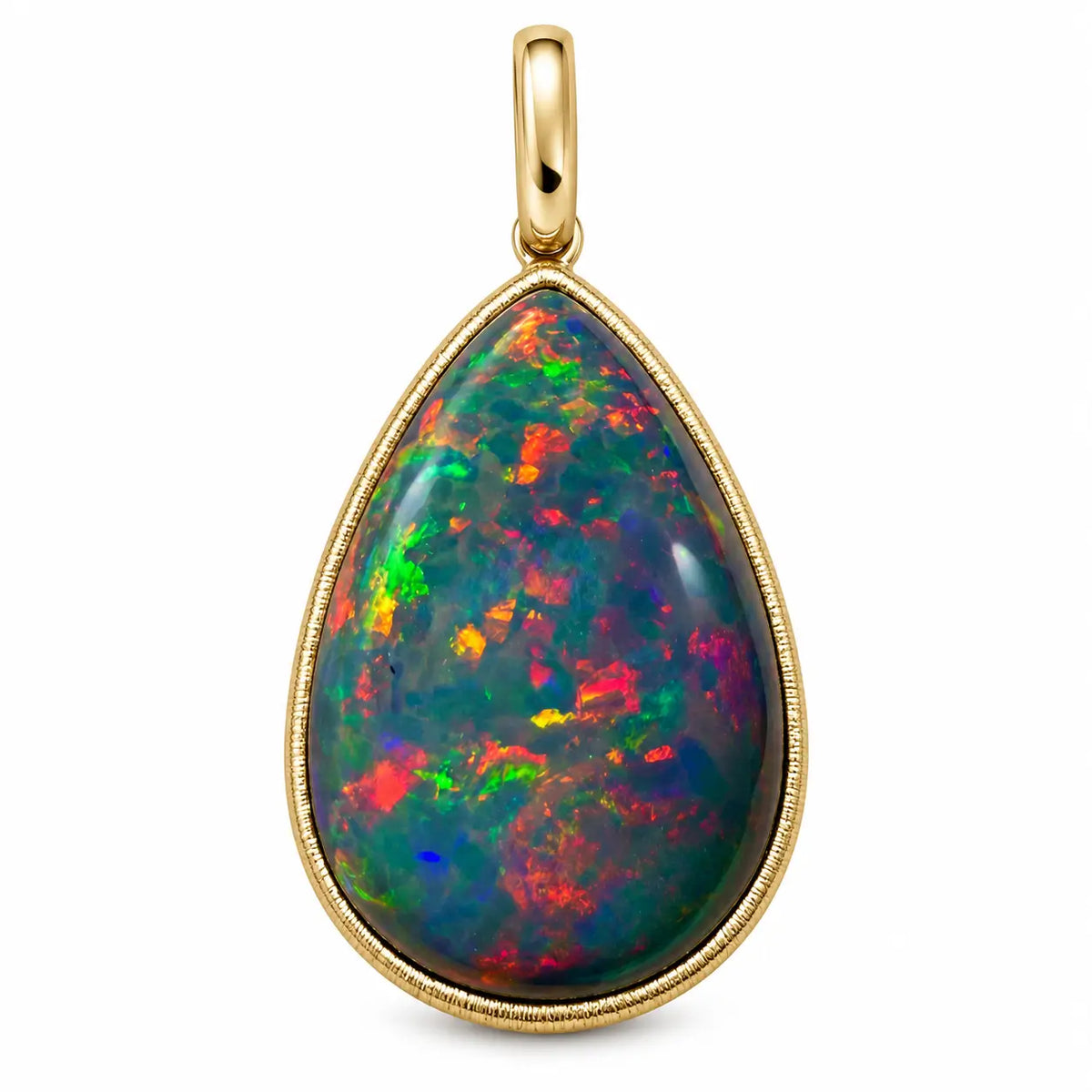 14k yellow gold Vivid Glance 9.37 ctw Natural Black Opal Diamond Lock Paperclip Chain Necklace (One-of-a-Kind)