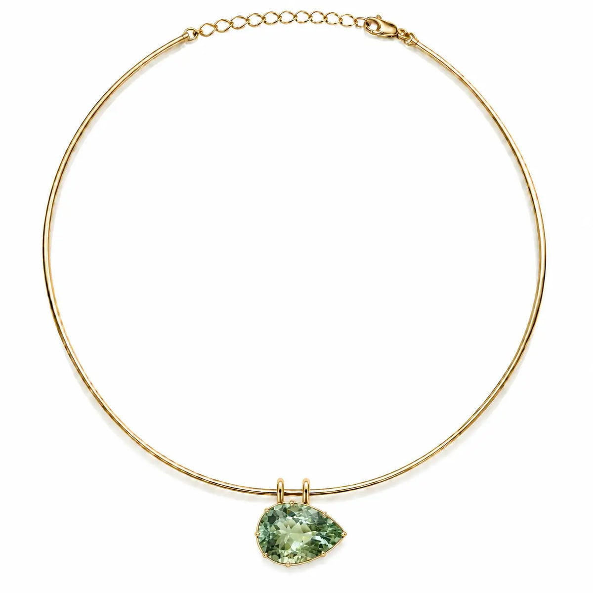 14k yellow gold Vivid Aura 20.88ct Natural Prasiolite Collar Necklace (One-of-a-Kind)