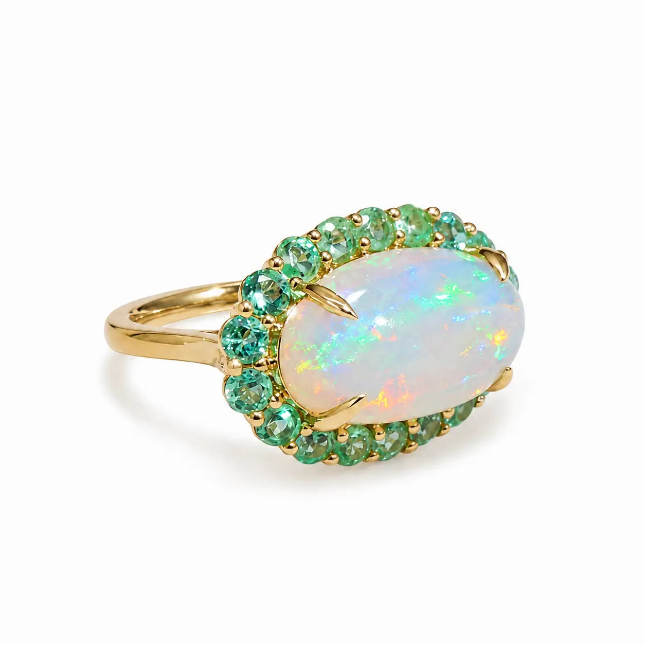 Eden Halo 6.21ctw Opal & Emerald East-West Ring (One-of-a-Kind)