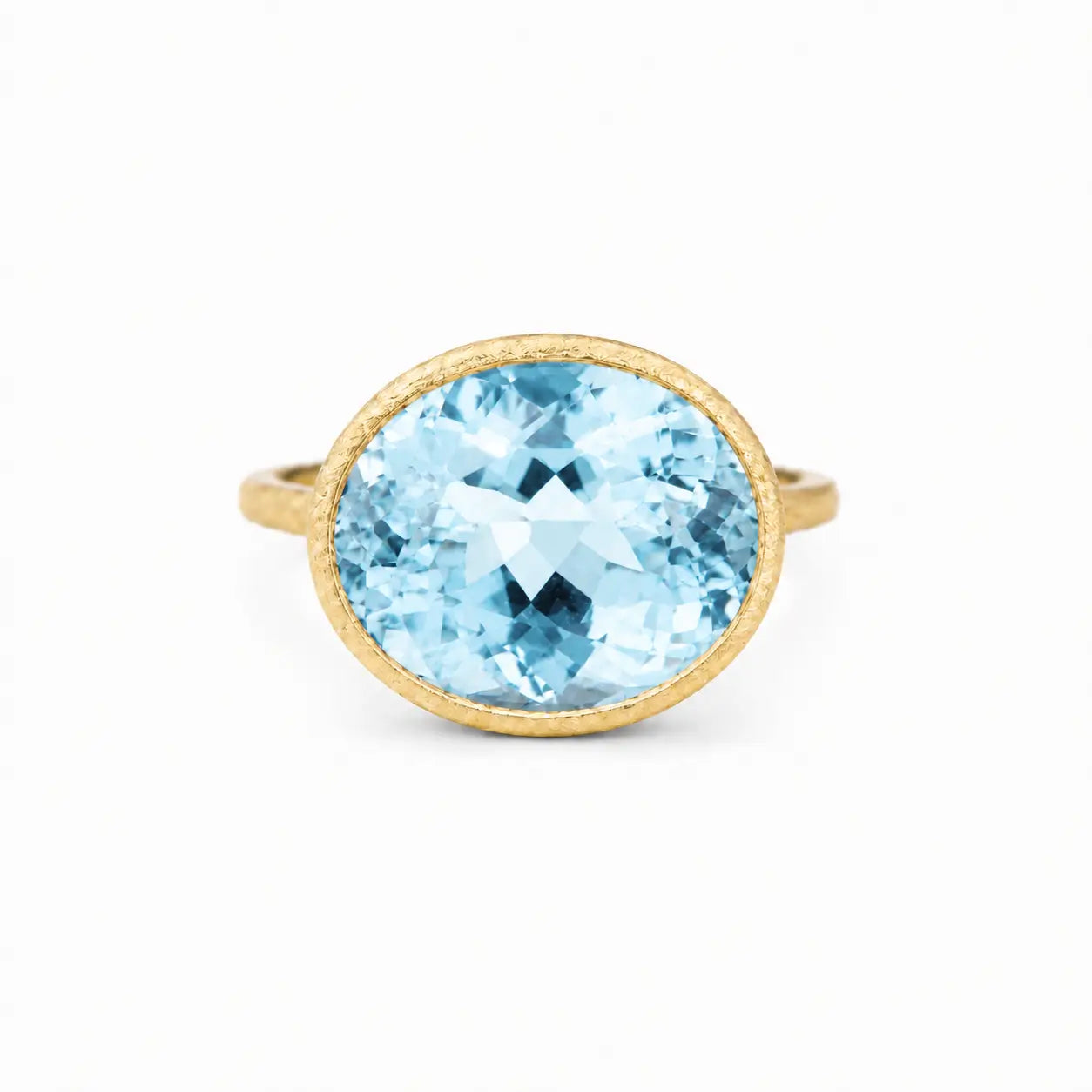 kai fine jewelry One-of-a-Kind 6.83ct Aria Arch Guild Certified Santa Maria Aquamarine East-West Ring in 14k gold