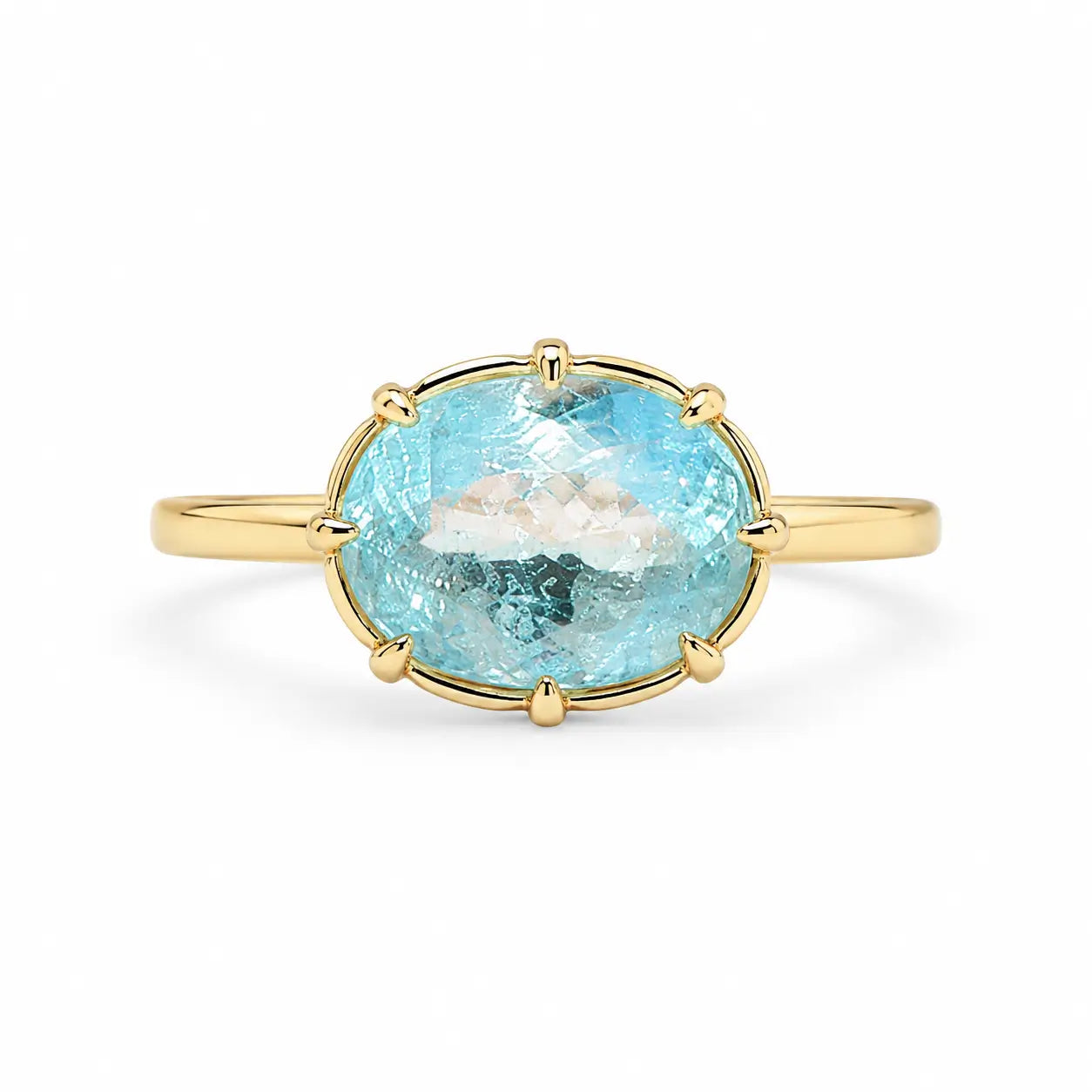 kai fine jewelry One-of-a-Kind Aurea AIGS Certified Natural Paraiba Tourmaline East-West Ring - 3.02ct
